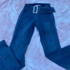 flared y2k jeans with belt